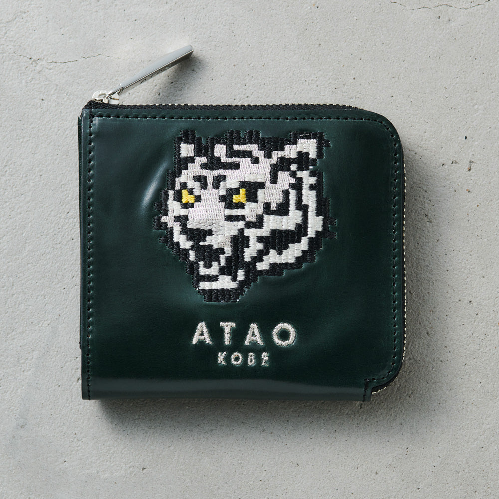 【限定】希少なコードバンのミニ財布｜銀糸で刺繍されたホワイトタイガー（白虎）