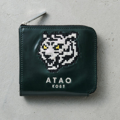 【限定】希少なコードバンのミニ財布｜銀糸で刺繍されたホワイトタイガー（白虎）