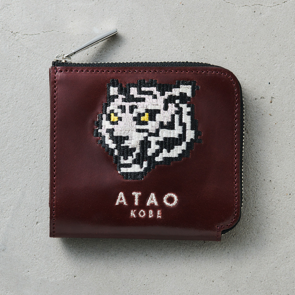 【限定】希少なコードバンのミニ財布｜銀糸で刺繍されたホワイトタイガー（白虎）